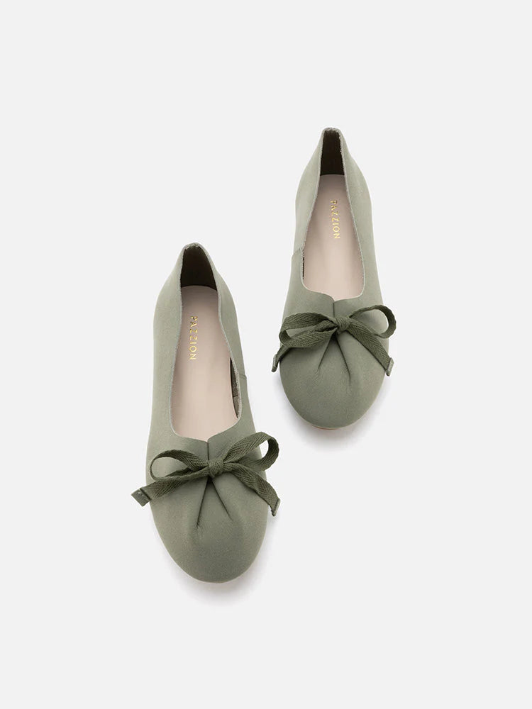 PAZZION, Adriana Tied Bow Moccasins, Green