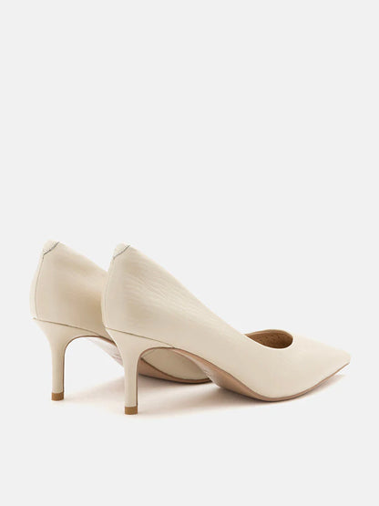 PAZZION, Adrianna Embossed Leather Heels, Beige