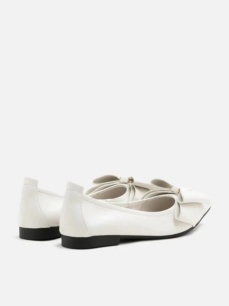 PAZZION, Alicia Bow Point-Toe Flats, Beige