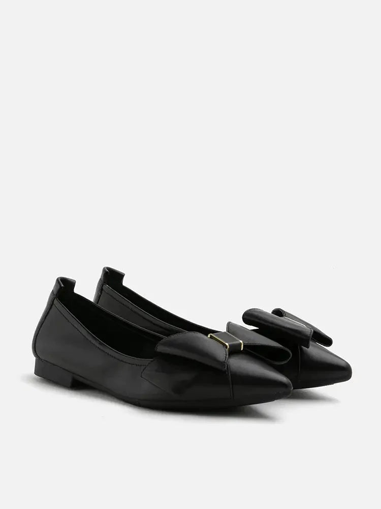 PAZZION, Alicia Bow Point-Toe Flats, Black