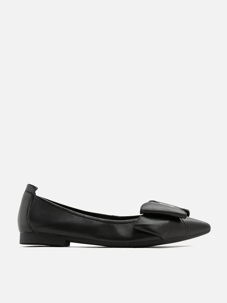 PAZZION, Alicia Bow Point-Toe Flats, Black