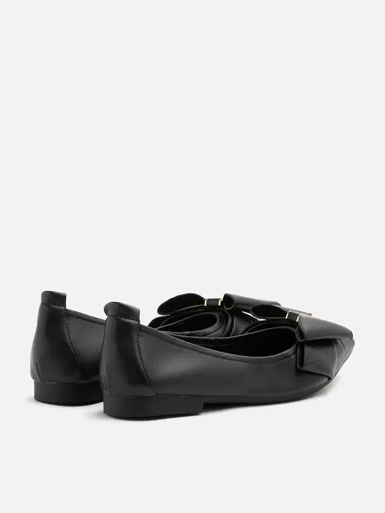 PAZZION, Alicia Bow Point-Toe Flats, Black