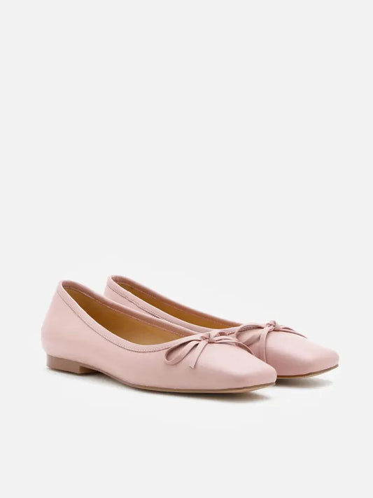 PAZZION, Alisa Square Toe Bow Flats, Pink