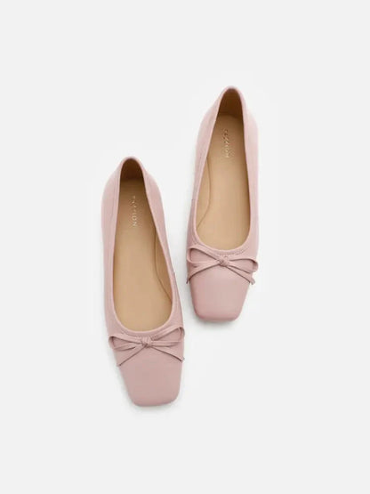 PAZZION, Alisa Square Toe Bow Flats, Pink