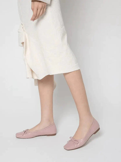 PAZZION, Alisa Square Toe Bow Flats, Pink