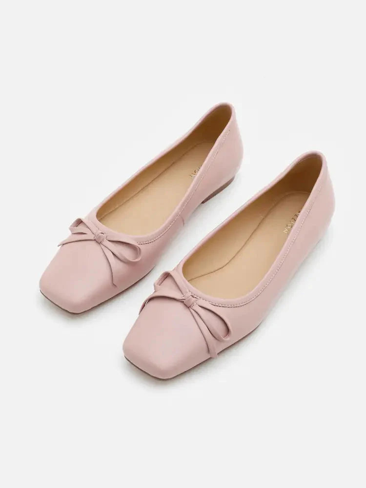 PAZZION, Alisa Square Toe Bow Flats, Pink