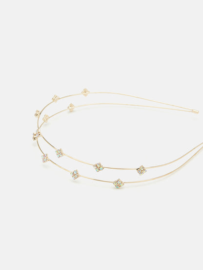 PAZZION, Allegra Diamante Double Hair Band, Gold