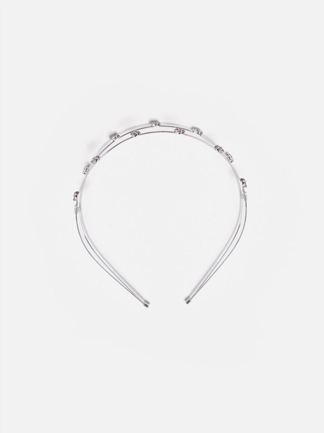 PAZZION, Allegra Diamante Double Hair Band, Silver