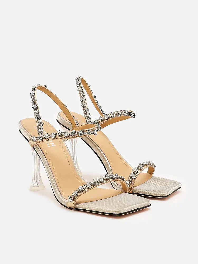 PAZZION, Amadea Strappy High Heels, Gold