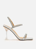 PAZZION, Amadea Strappy High Heels, Silver