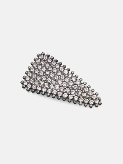 PAZZION, Amara Diamante Hair Clip, Pewter