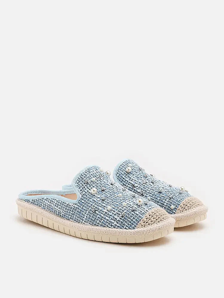 PAZZION, Andrina Pearl Espadrille Mules, Blue