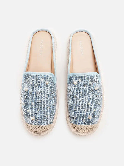 PAZZION, Andrina Pearl Espadrille Mules, Blue