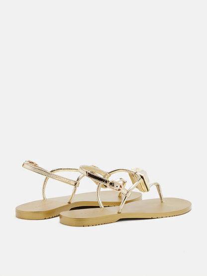 PAZZION, Annabel Diamante T-Bar Sandals, Gold