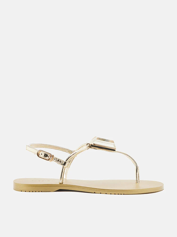 PAZZION, Annabel Diamante T-Bar Sandals, Gold