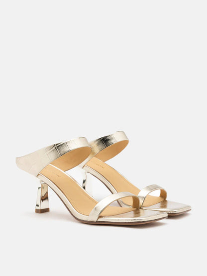 PAZZION, Annalise Metallic Heel Sandals, Gold