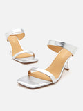 PAZZION, Annalise Metallic Heel Sandals, Silver