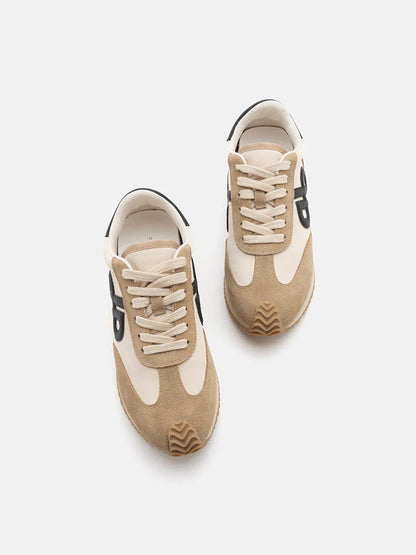 PAZZION, Arabella Suede Sneakers, Almond