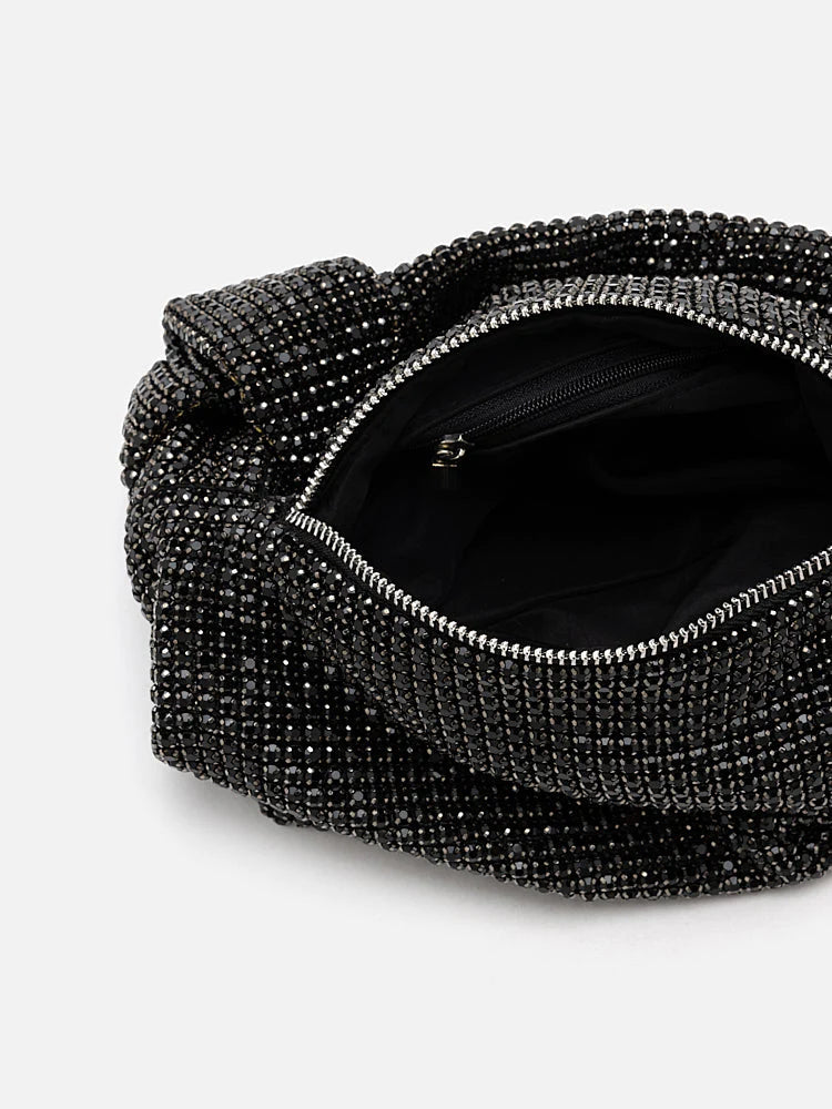 PAZZION, Aria Diamante Embellished Bag, Black