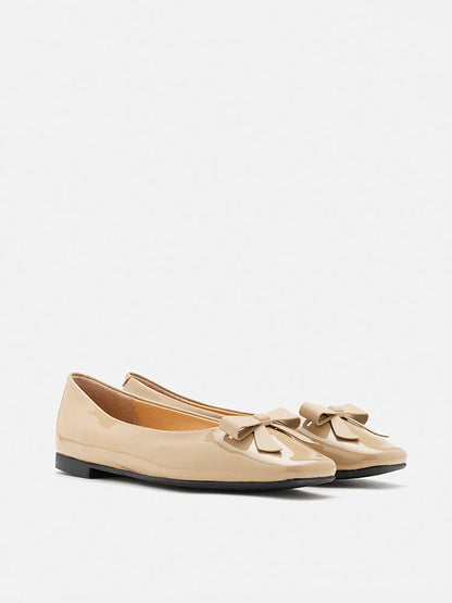 PAZZION, Ariel Ribbon Detailed Flats, Almond