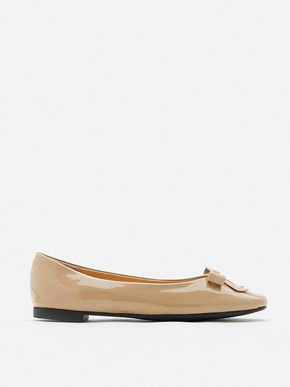 PAZZION, Ariel Ribbon Detailed Flats, Almond