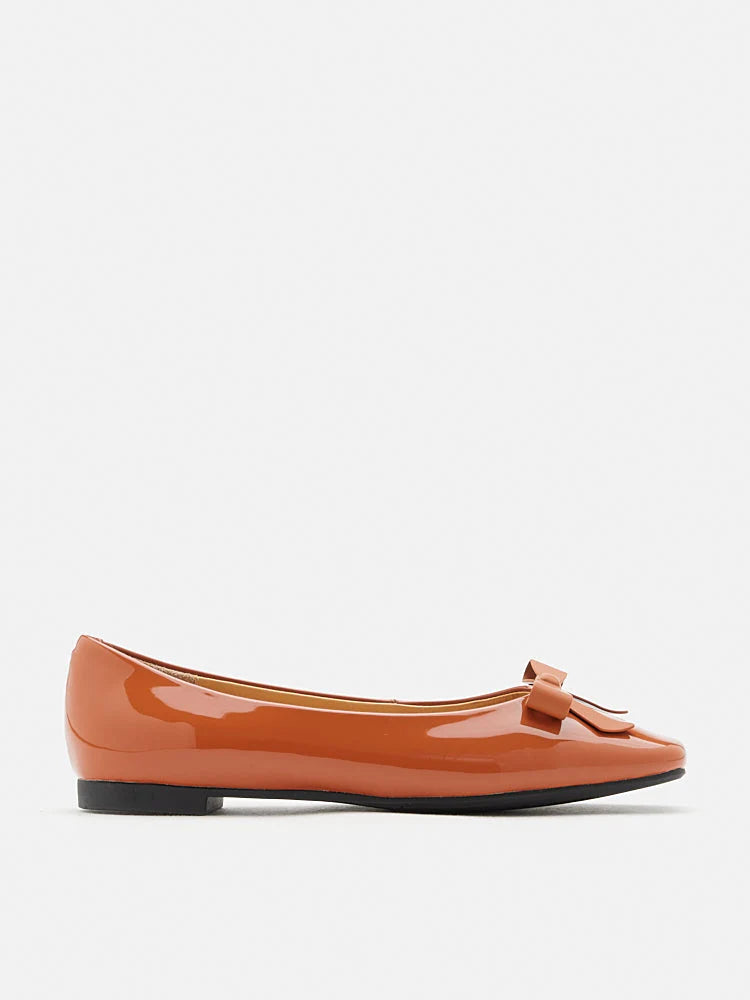 PAZZION, Ariel Ribbon Detailed Flats, Orange