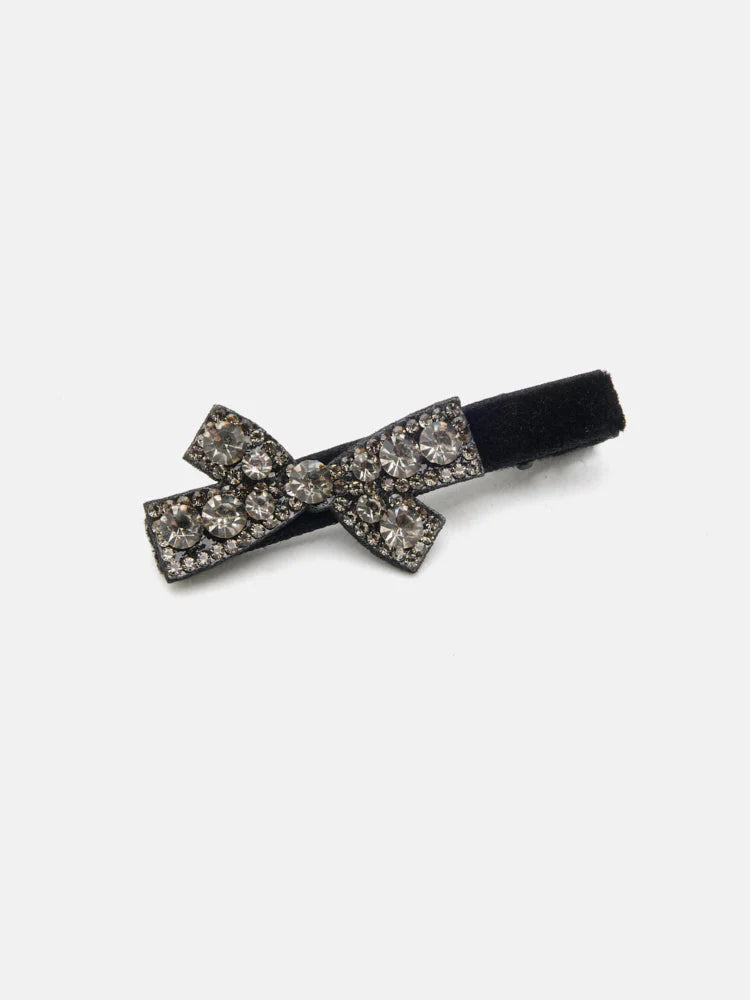 PAZZION, Arlene Diamante Bow Hair Clip, Black