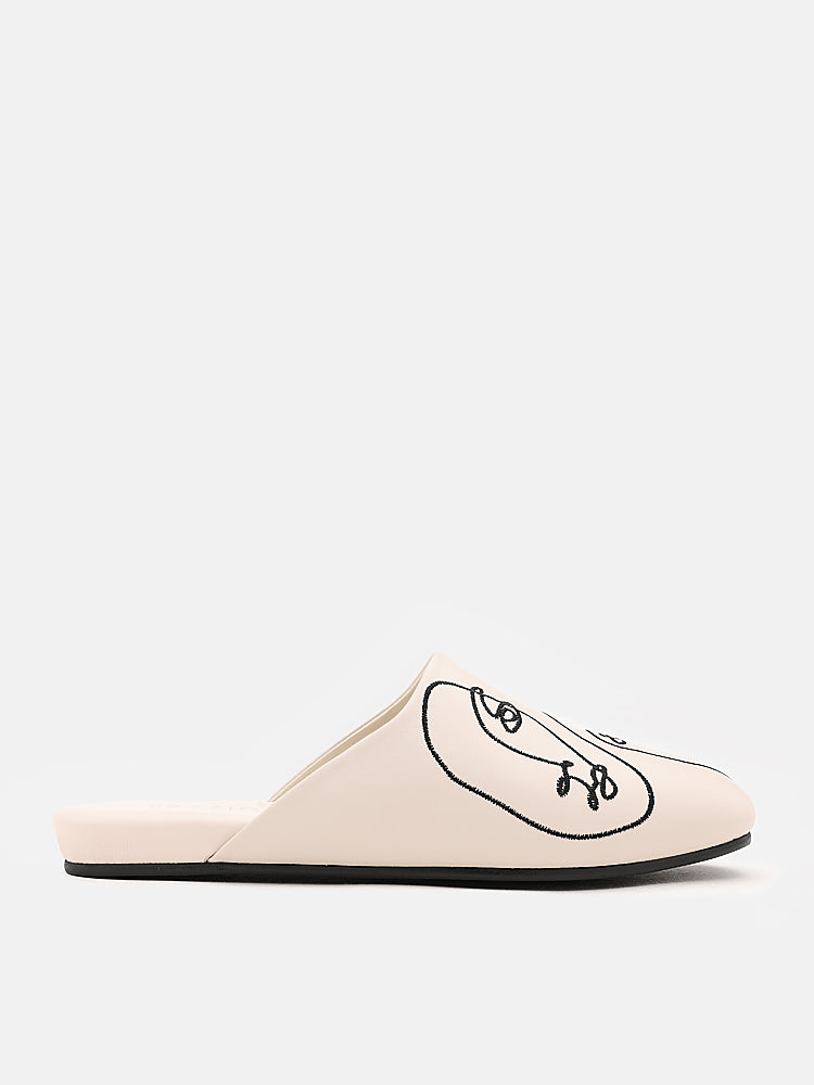 PAZZION, Artistic Lined Mules, Beige
