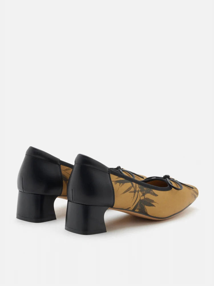 PAZZION, Ashlyn Printed Bow Heels, Almond