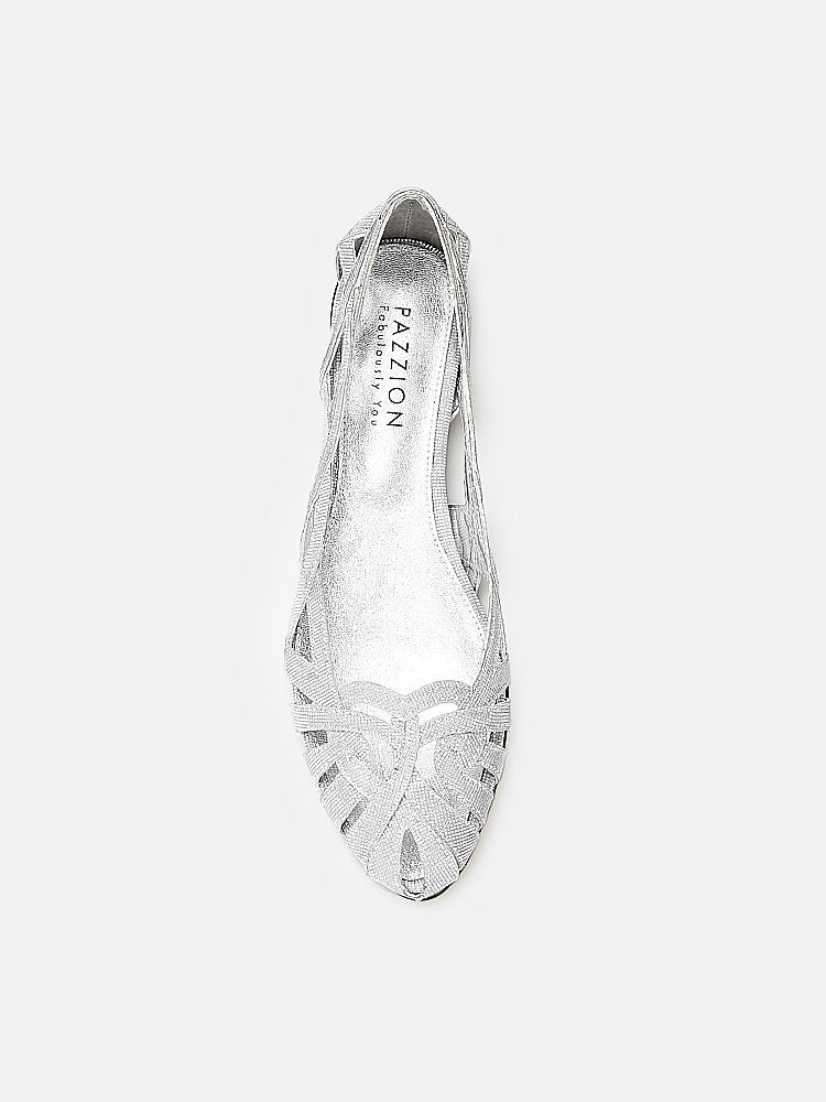 PAZZION, Aurora Glitter Weaved Flats, Silver