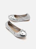 PAZZION, Avery Bow Covered Flats, Silver
