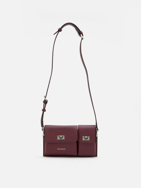 PAZZION, Aviana Double Twist Lock Structured Bag, Wine