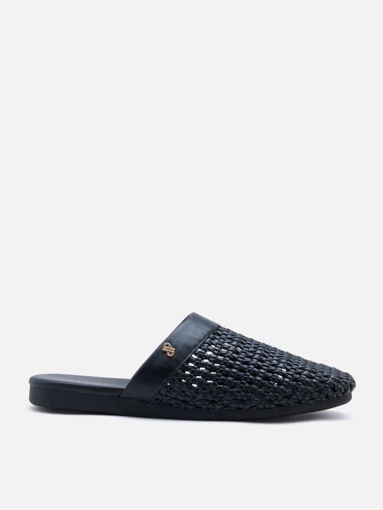 PAZZION, Ayanna Woven Slip-On Mules, Black