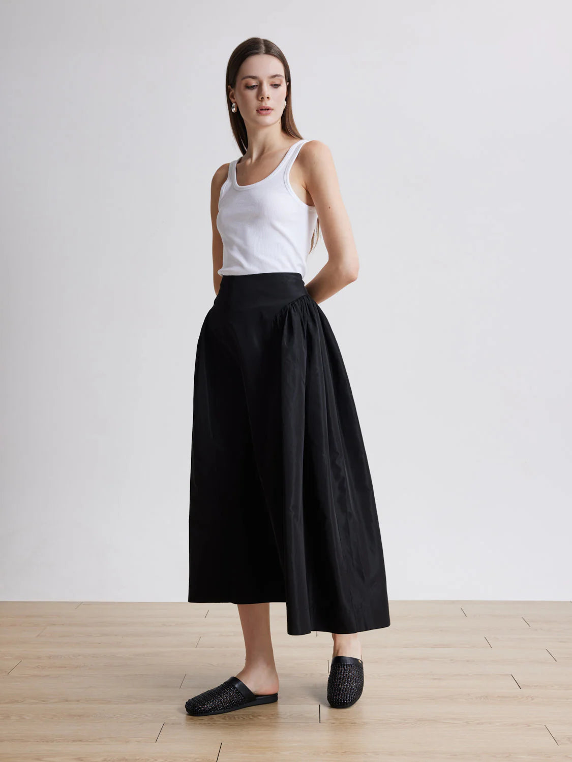 PAZZION, Ayanna Woven Slip-On Mules, Black