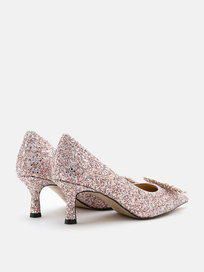 PAZZION, Aysha Diamante Embellished Heels, Pink