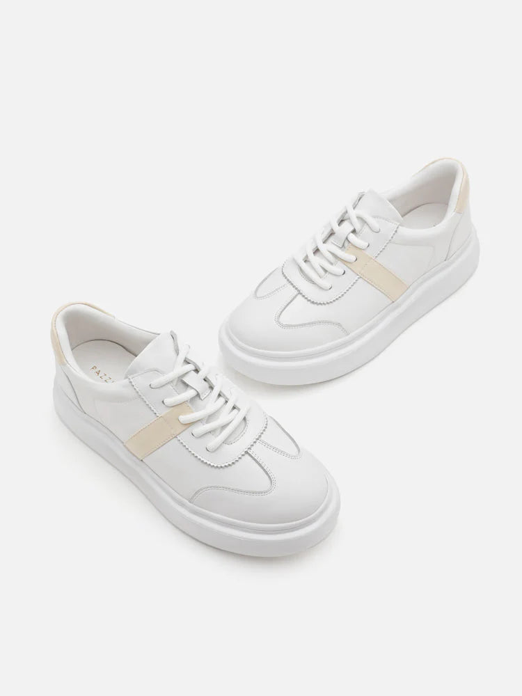 PAZZION, Bailey Accent Leather Sneakers, Almond