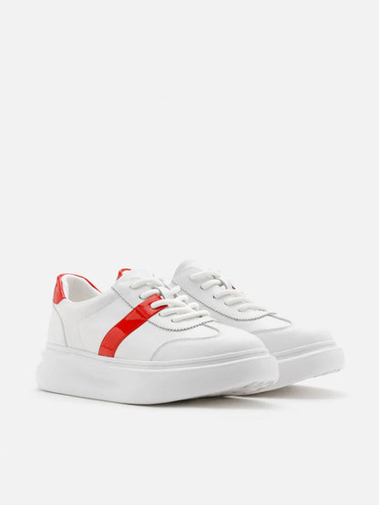 PAZZION, Bailey Accent Leather Sneakers, Red