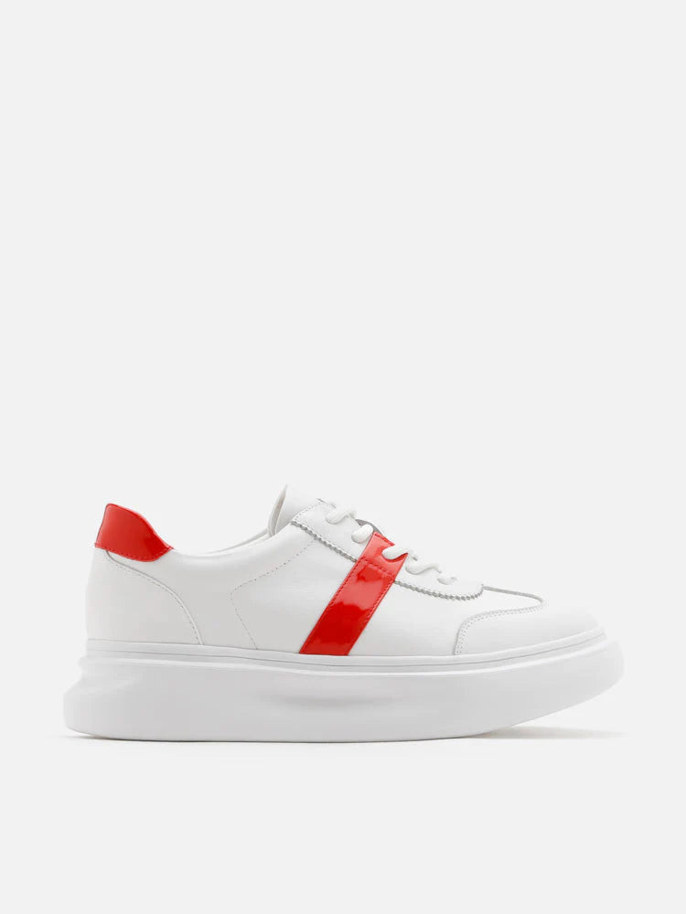 PAZZION, Bailey Accent Leather Sneakers, Red