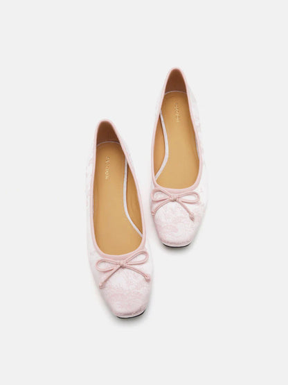 PAZZION, Beatrice Bow Embossed Flats, Pink