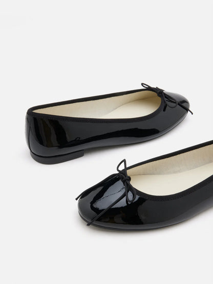 PAZZION, Belmara Bow-Tied Leather Ballet Flats, Black