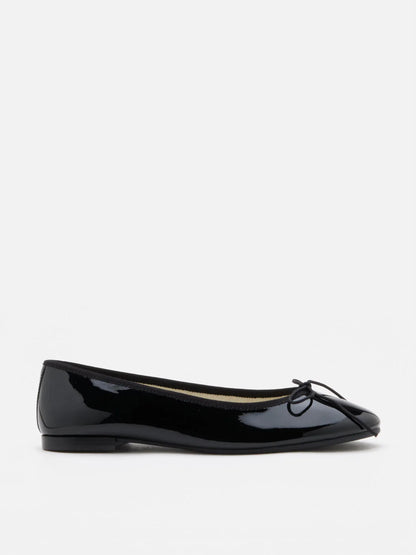 PAZZION, Belmara Bow-Tied Leather Ballet Flats, Black
