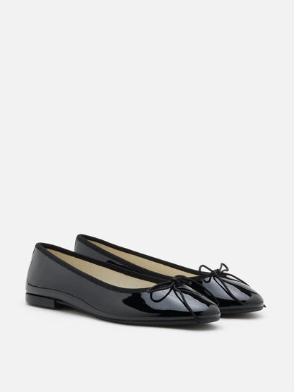 PAZZION, Belmara Bow-Tied Leather Ballet Flats, Black