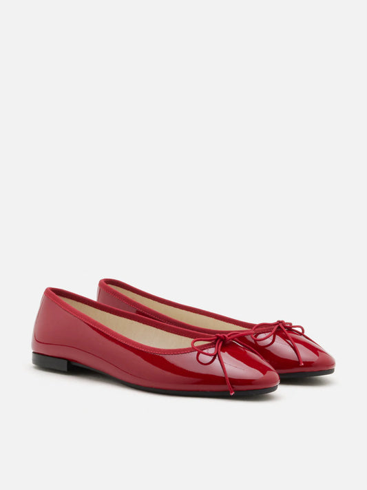PAZZION, Belmara Bow-Tied Leather Ballet Flats, Red