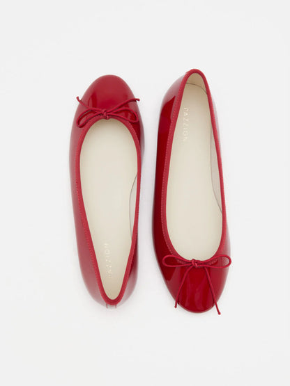 PAZZION, Belmara Bow-Tied Leather Ballet Flats, Red