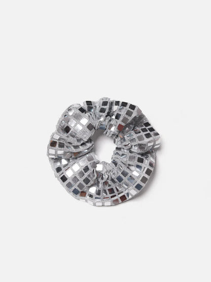 PAZZION, Beth Sequins Scrunchie, Silver