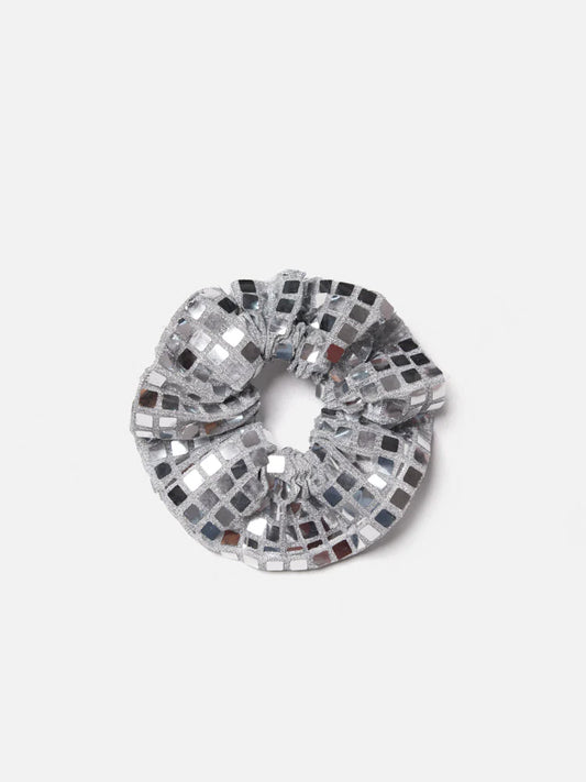 PAZZION, Beth Sequins Scrunchie, Silver
