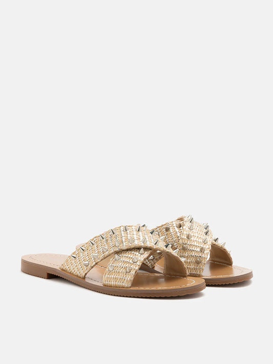 PAZZION, Beverly Casual Sandals, Almond