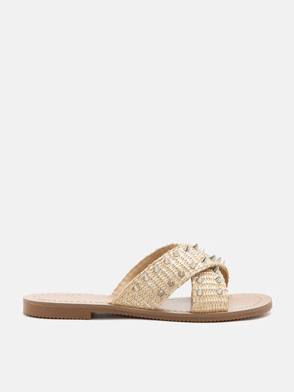 PAZZION, Beverly Casual Sandals, Almond