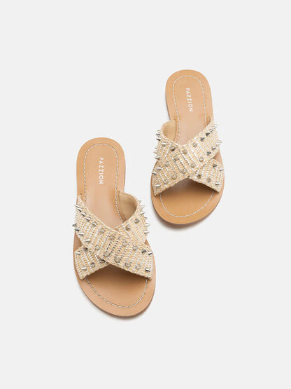 PAZZION, Beverly Casual Sandals, Almond