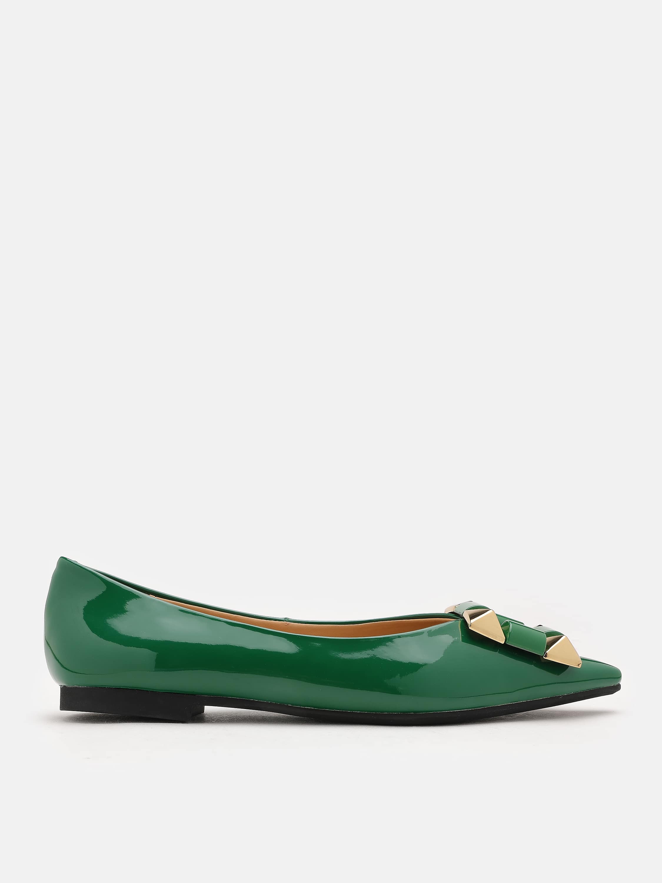 PAZZION, Blake Studded Pointy Flats, Green